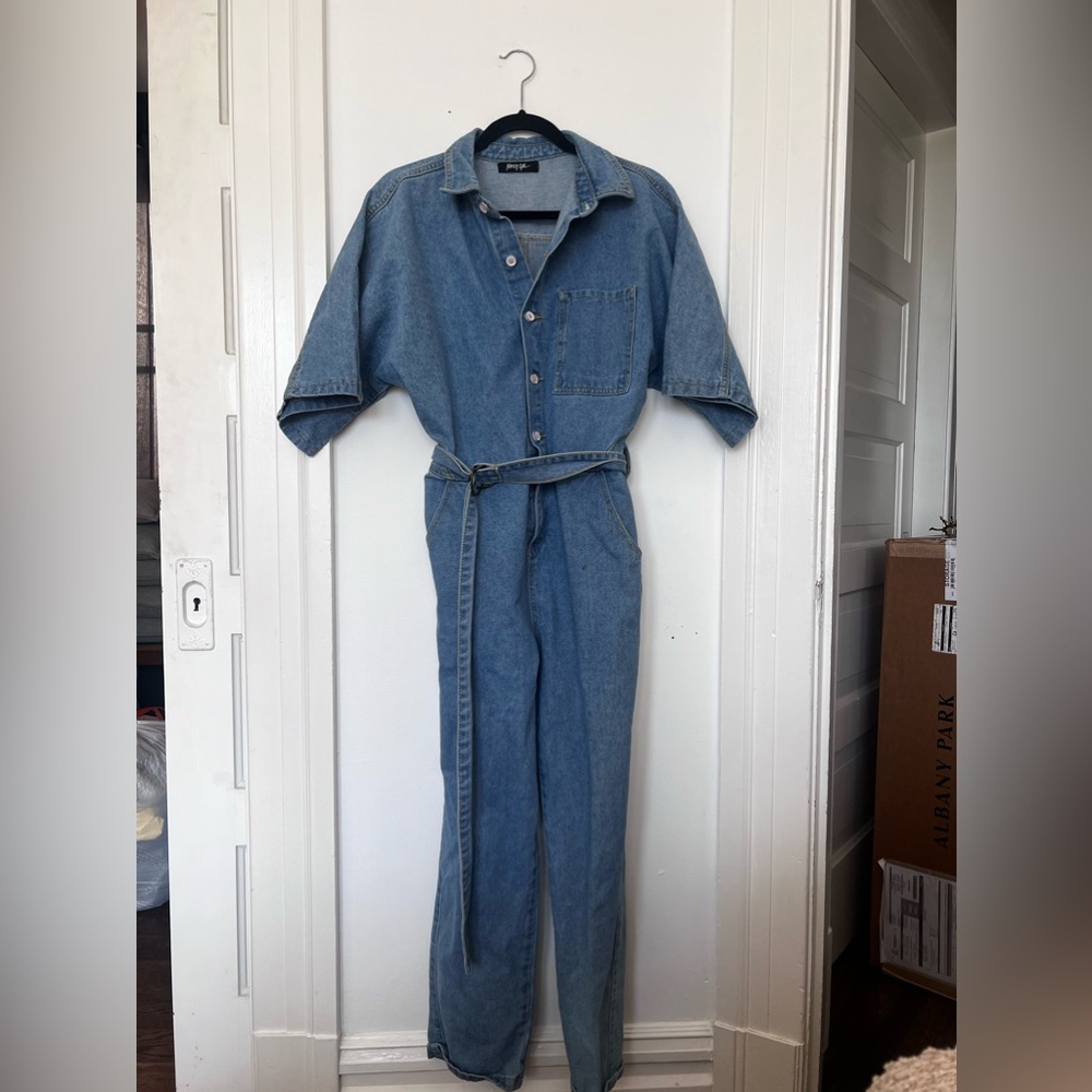 Nasty Gal Blue Denim Jumpsuit